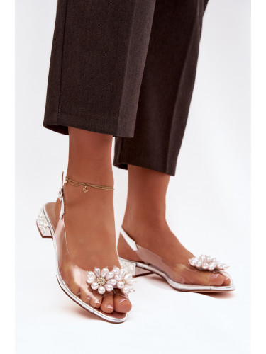 Прозрачни сандали с нисък ток