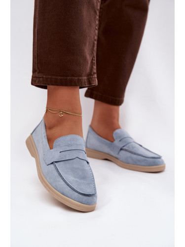 Дамски мокасини от ековелур, сини, Renelia