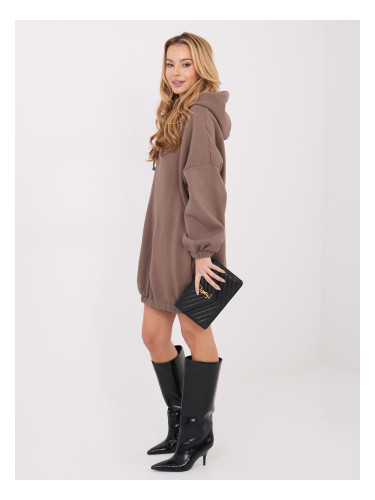 Дамски суичър с качулка, тъмнобежов