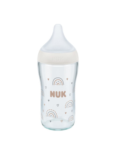 NUK Perfect Match Glass Bottle стъклено бебешко шише с контрол на температурата 3m+ 230 мл.