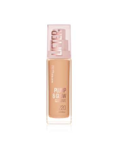 MAYBELLINE NEW YORK Lifter Plump & Glow озаряващ фон дьо тен за естествен вид цвят 220 30 мл.