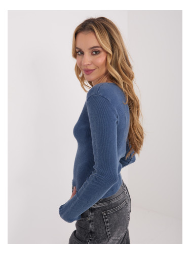 Тъмносиня едноцветна блуза