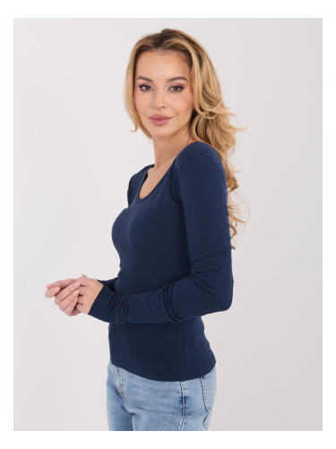 Едноцветна блуза с дълъг ръкав