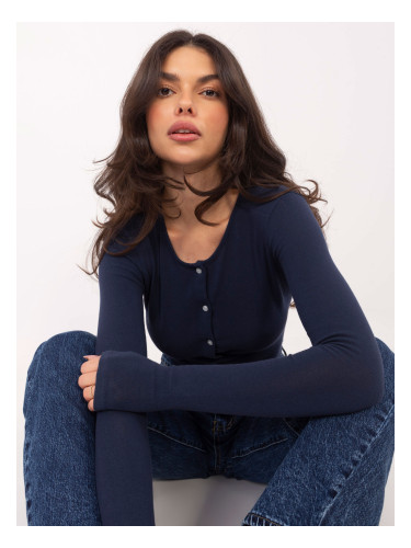 Тъмносиня блуза с дълъг ръкав