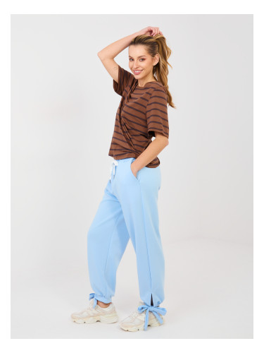 Светлосини спортни панталони с панделки