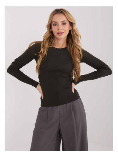 Тъмнокафява блуза с дълъг ръкав