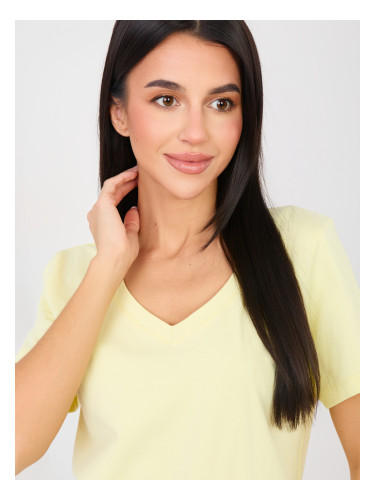 Дамска светложълта тениска с къс ръкав
