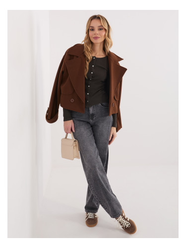 Тъмнокафява блуза с дълъг ръкав