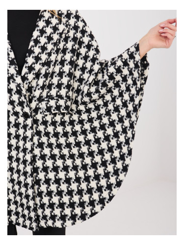 Черно-бяло палто с кариран мотив