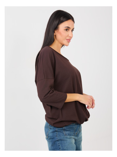 Тъмнокафява блуза със свободна кройка