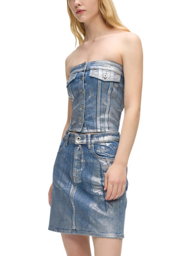 Дамски дънков гащеризон без презрамки