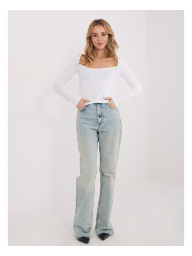 Блуза с дълъг ръкав в цвят екрю