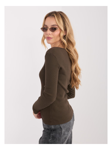 Обикновена кафява блуза с дълъг ръкав