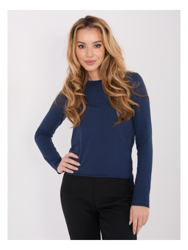 Едноцветна синя блуза