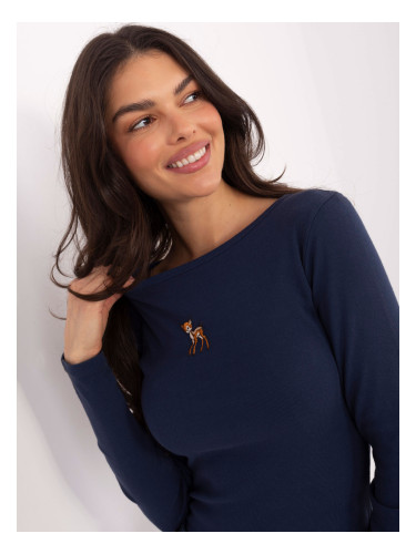 Дамска тъмносиня блуза с дълъг ръкав