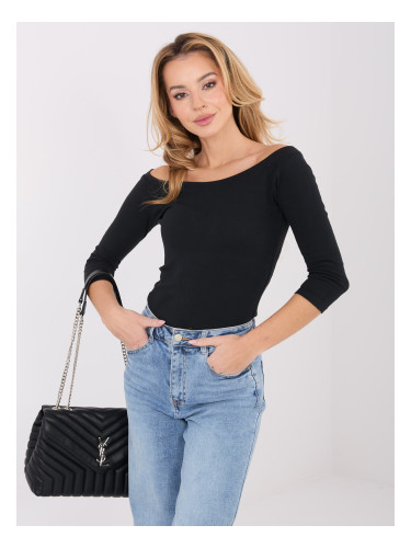 Черна блуза с 3/4 ръкави
