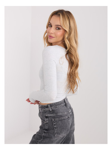 Светлосива блуза с дълъг ръкав
