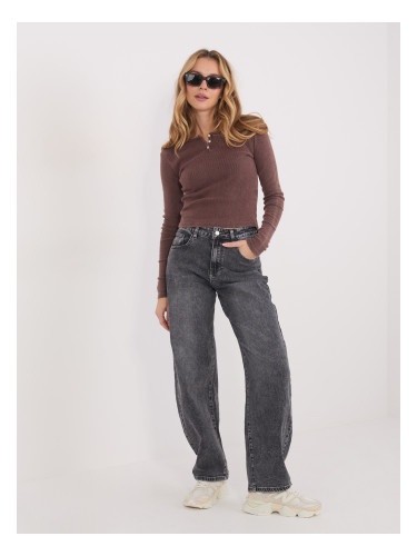 Кафява блуза с дълъг ръкав