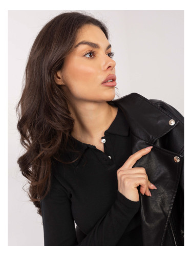 Черна едноцветна блуза