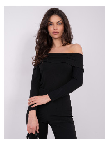 Черна блуза с голи рамене