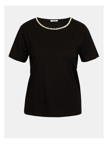 Черна дамска тениска с апликация ORSAY