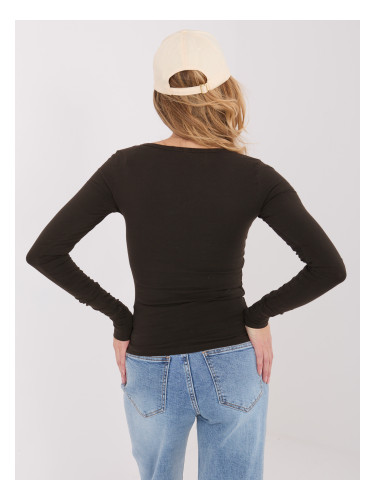 Едноцветна блуза с дълъг ръкав