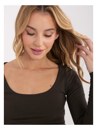 Тъмнокафява блуза с дълъг ръкав