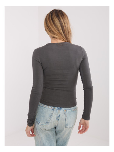 Едноцветна блуза с дълъг ръкав