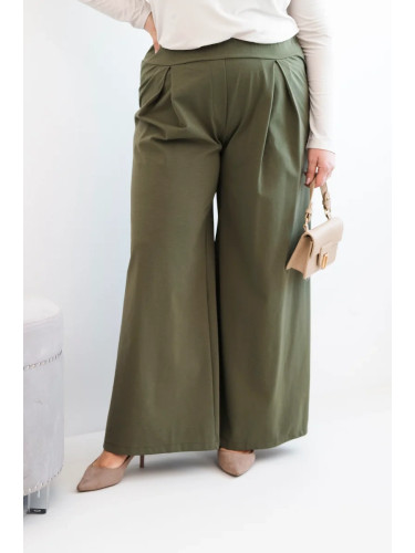 Широки панталони Kesi Plus Size, цвят каки