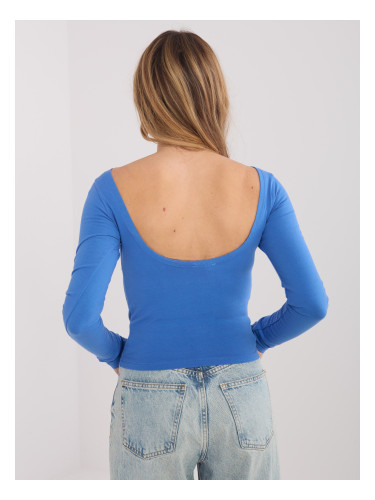 Синя блуза с дълъг ръкав