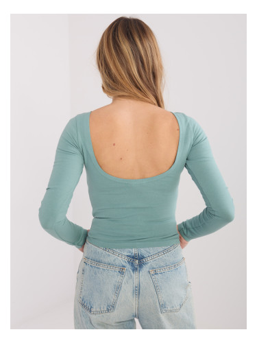 Блуза с дълъг ръкав в цвят шамфъстък