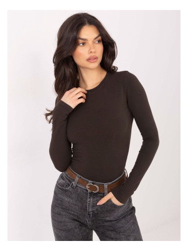 Тъмнокафява блуза с дълъг ръкав