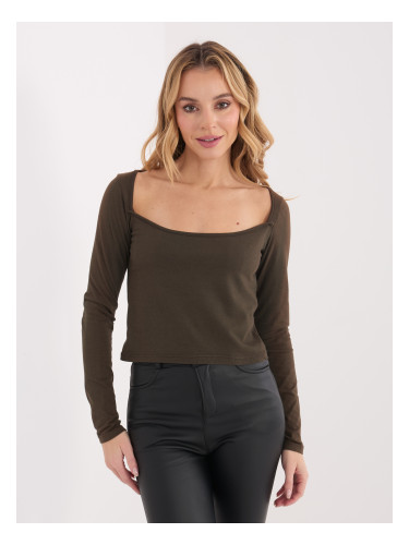 Тъмнокафява блуза с дълъг ръкав