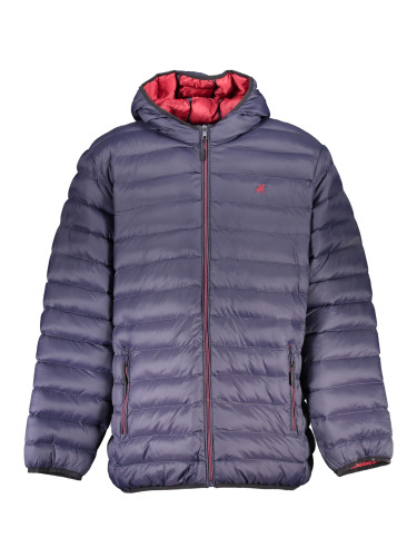 Мъжко синьо ватирано яке с качулка