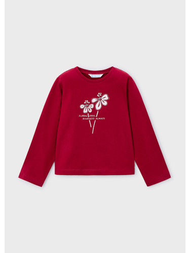 Детска блуза в червен цвят с щампа на цветя Mayoral
