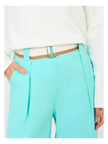 Тюркоазени панталони с висока талия
