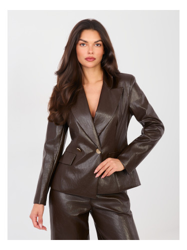 Дамско кожено яке в тъмнокафяв цвят