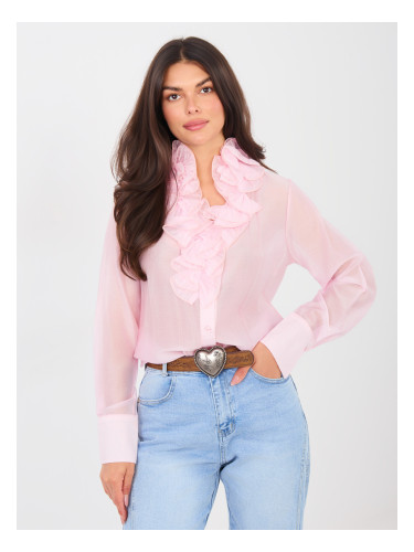 Розова блуза с волани