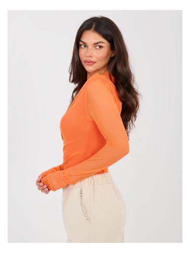 Оранжева блуза с дълъг ръкав
