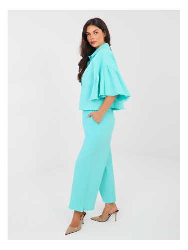 Тюркоазен комплект с широки ръкави