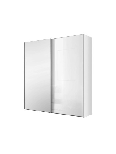 БЯЛ ДВУКРИЛЕН ГАРДЕРОБ ЛУМОС С ПЛЪЗГАЩИ ВРАТИ И ОГЛЕДАЛО 200/68/222 СМ 