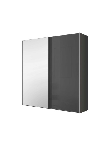 ЧЕРЕН ДВУКРИЛЕН ГАРДЕРОБ ЛУМОС С ПЛЪЗГАЩИ ВРАТИ И ОГЛЕДАЛО 200/68/222 СМ 