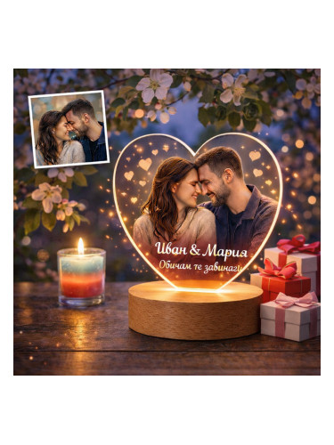 Персонализирана LED лампа със снимка и имена