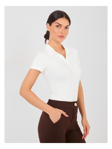 Блуза с къс ръкав в екрю