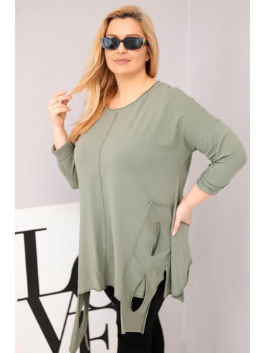 Дамска блуза с големи размери и асиметричен подгъв