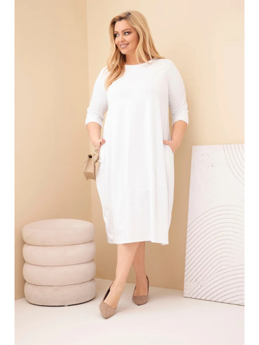 Дамска рокля с големи размери, джобове и навити ръкави