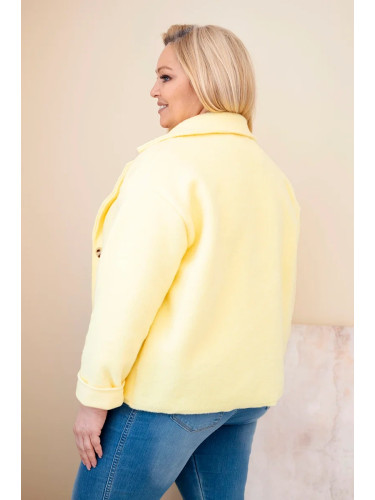 Жълто яке за големи размери с джобове