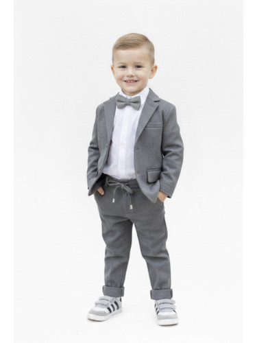 Спортно-елегантен комплект за момче Сивина в светло сиво от 4 части ри