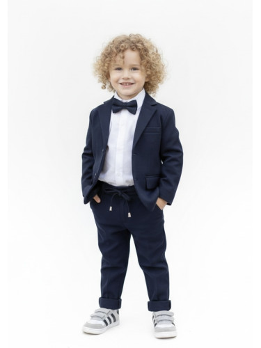 Спортно-елегантен комплект Тери за момче от 4 части в тъмносиньо -риза