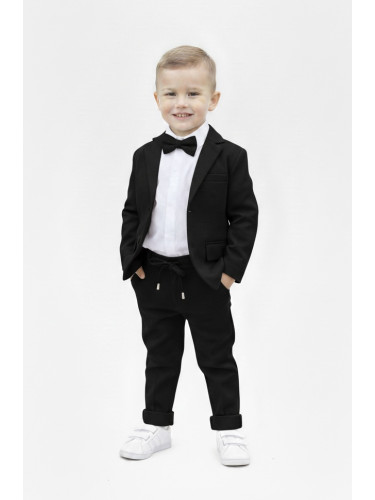 Елегантен комплект Тери за момче от 4 части в черно-риза в бяло, сако 